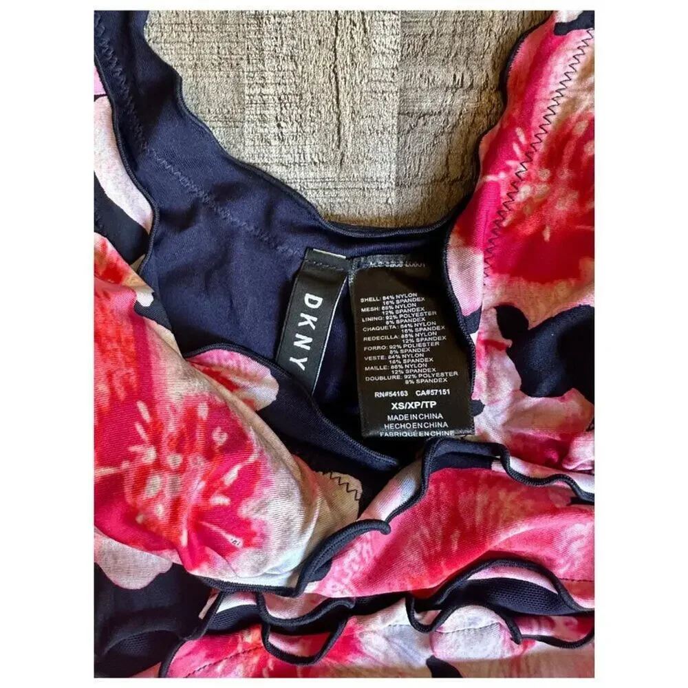 DKNY Women's Navy Floral Tankini Swimsuit Matching Set | XS